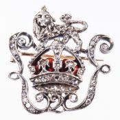 AN ENAMEL AND DIAMOND REGIMENTAL BROOCH