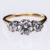 A DIAMOND AND 18CT YELLOW GOLD RING