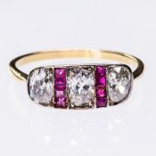 A LATE 19TH CENTURY RUBY AND DIAMOND RING