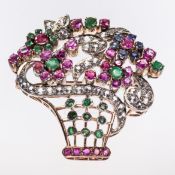 A MULTI GEM SET GIARDINETTO BROOCH