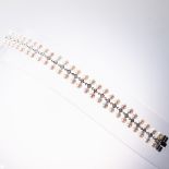 AN 18CT WHITE GOLD, CULTURED PEARL AND DIAMOND BRACELET