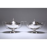 A GOOD PAIR OF GEORGE III SILVER SAUCE TUREENS, WILLIAM BENNETT, LONDON 1806