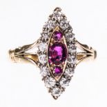 A LATE 19TH CENTURY RUBY AND DIAMOND RING