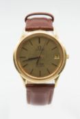 A GENTS 18ct GOLD OMEGA DE VILLE STRAP WATCH