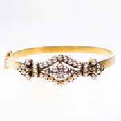 A MID 19TH CENTURY SEED PEARL SET BANGLE