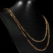 A 9CT YELLOW GOLD GUARD CHAIN
