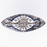 AN EDWARDIAN DIAMOND AND SAPPHIRE BROOCH