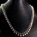 AN 18CT WHITE GOLD CULTURED PEARL AND DIAMOND NECKLACE