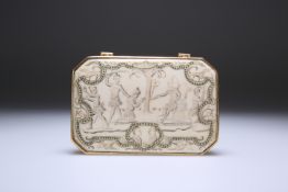 A GOLD-MOUNTED IVORY SNUFF-BOX