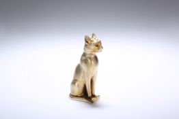 A CONTINENTAL SILVER-GILT CAT-FORM PEPPERETTE