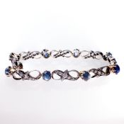 A LATE 19TH CENTURY SAPPHIRE AND DIAMOND BRACELET