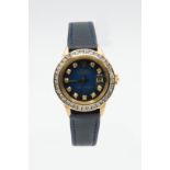 A LADY'S 18ct GOLD ROLEX OYSTER WATCH WITH DIAMOND BEZEL