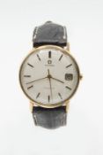 A GENTS 9ct GOLD OMEGA STRAP WATCH