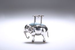 AN EDWARDIAN SILVER ELEPHANT FORM PIN CUSHION, ADIE & LOVEKIN, BIRMINGHAM 1901