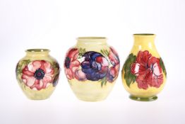 THREE MOORCROFT POTTERY VASES