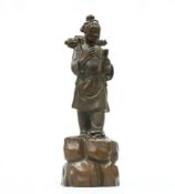 A GOOD JAPANESE MEIJI PERIOD CARVED HARDWOOD FIGURE OF A BOY