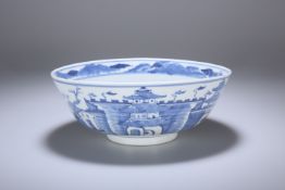 A CHINESE BLUE AND WHITE PORCELAIN BOWL