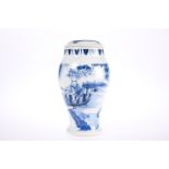 A CHINESE PORCELAIN BLUE AND WHITE VASE AND COVER