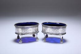 A PAIR OF GEORGE III SILVER SALTS, LONDON 1786