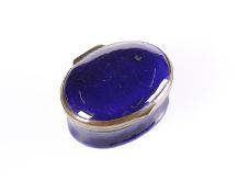 A BILSTON BLUE COBALT ENAMEL PATCH BOX, 18TH CENTURY