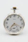 AN 0.800 GRADE SILVER ZENITH POCKET WATCH