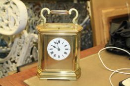 A GILT-BRASS REPEATING CARRIAGE CLOCK, c. 1890