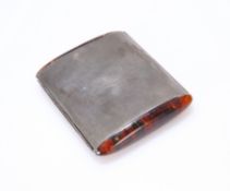 AN ART DECO SILVER AND TORTOISESHELL COMPACT