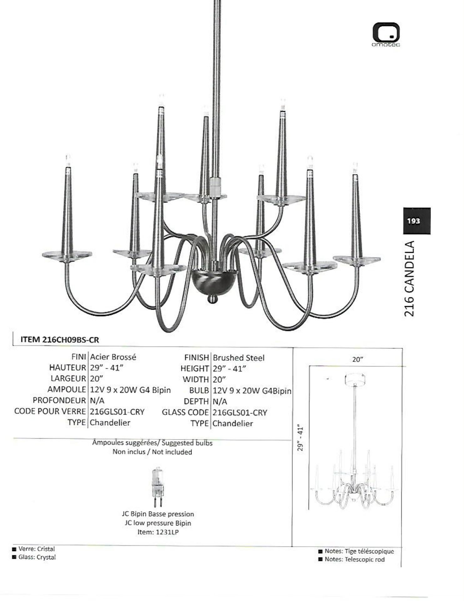 (2)216CH09BS-CR Light fixture, Chandelier - Image 2 of 2