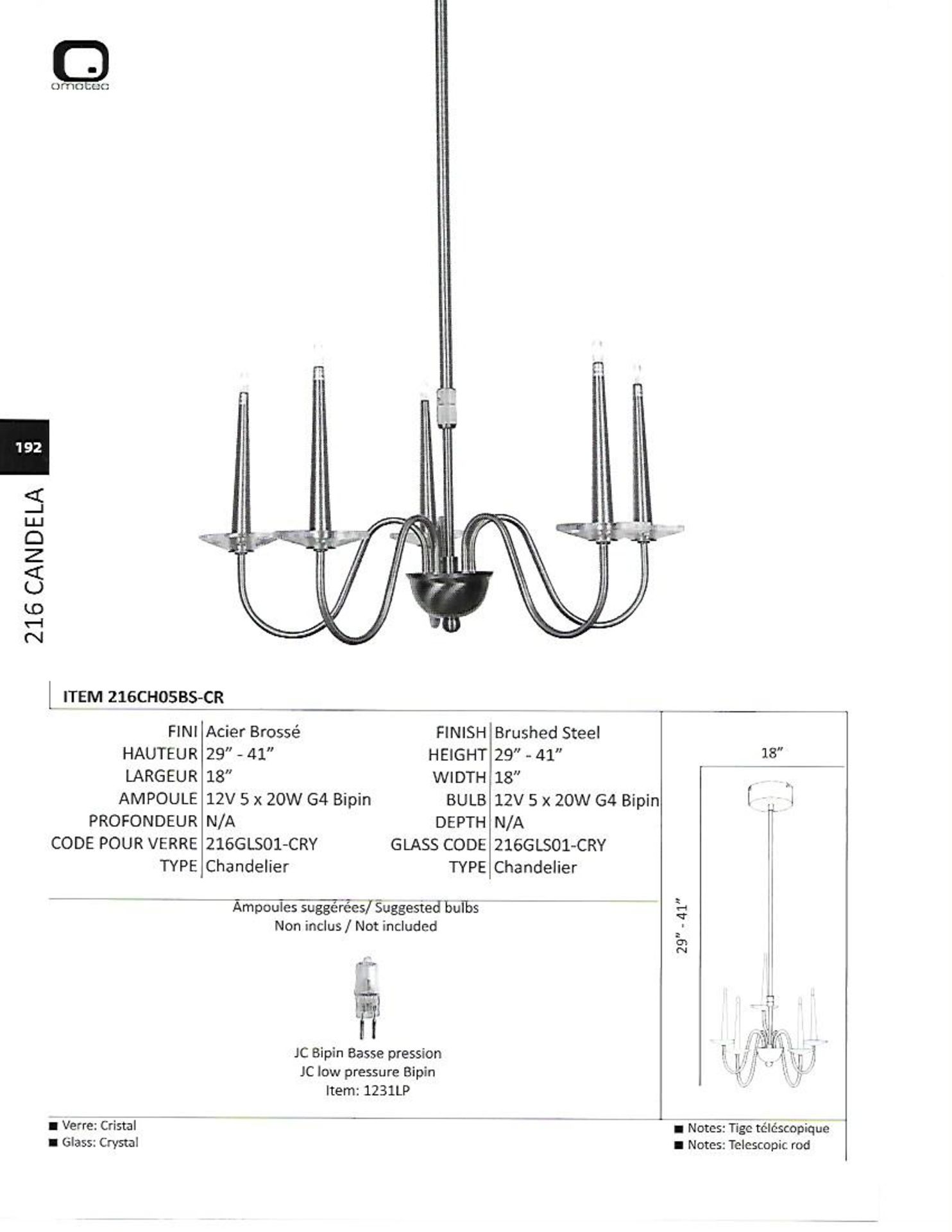 (2)216CH05BS-CR Light fixture, Chandelier - Image 2 of 2