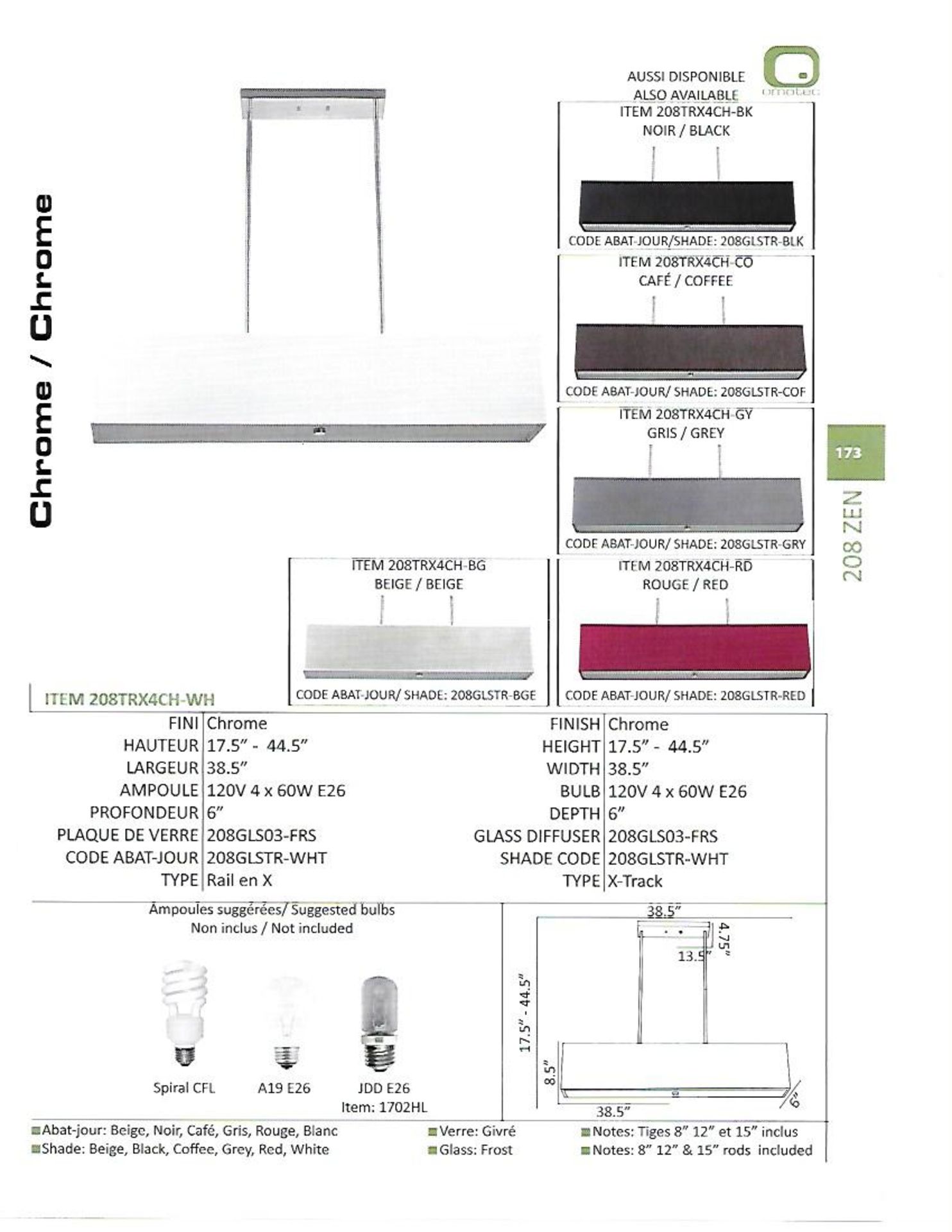 (5)208TRX4CH Light fixture, X-Track - Image 2 of 2