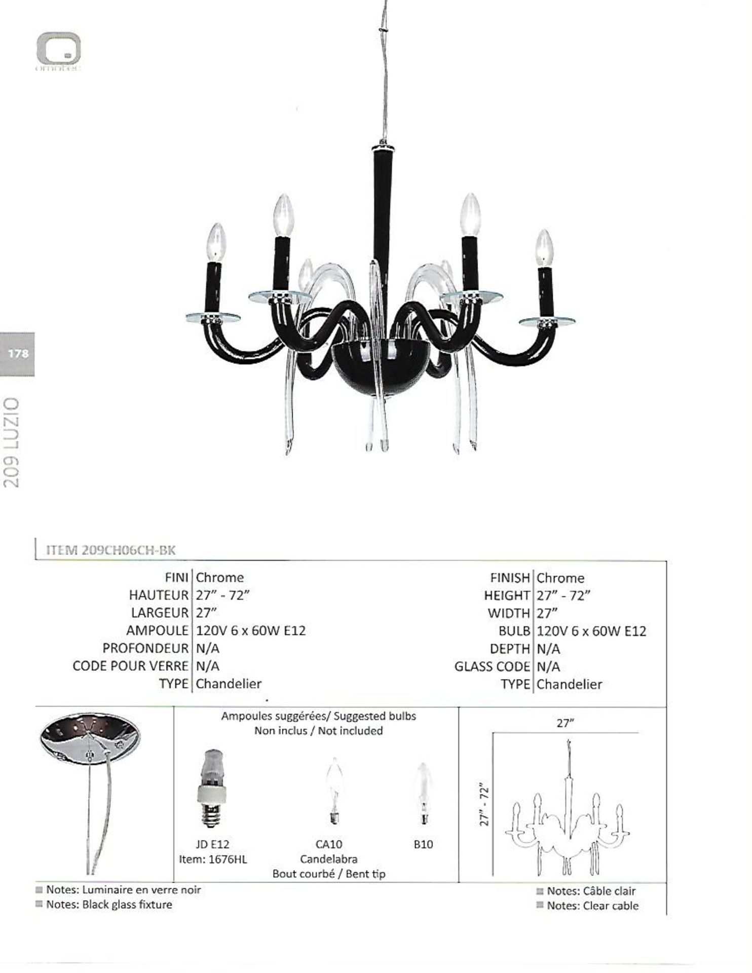 (4)209CH06CH Light fixture, Chandelier - Image 2 of 2
