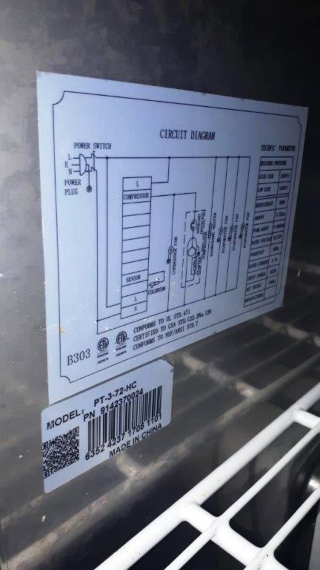 PT-3-72-HC 3 Door stainless refrigerated prep table,70”x29” - Image 4 of 4