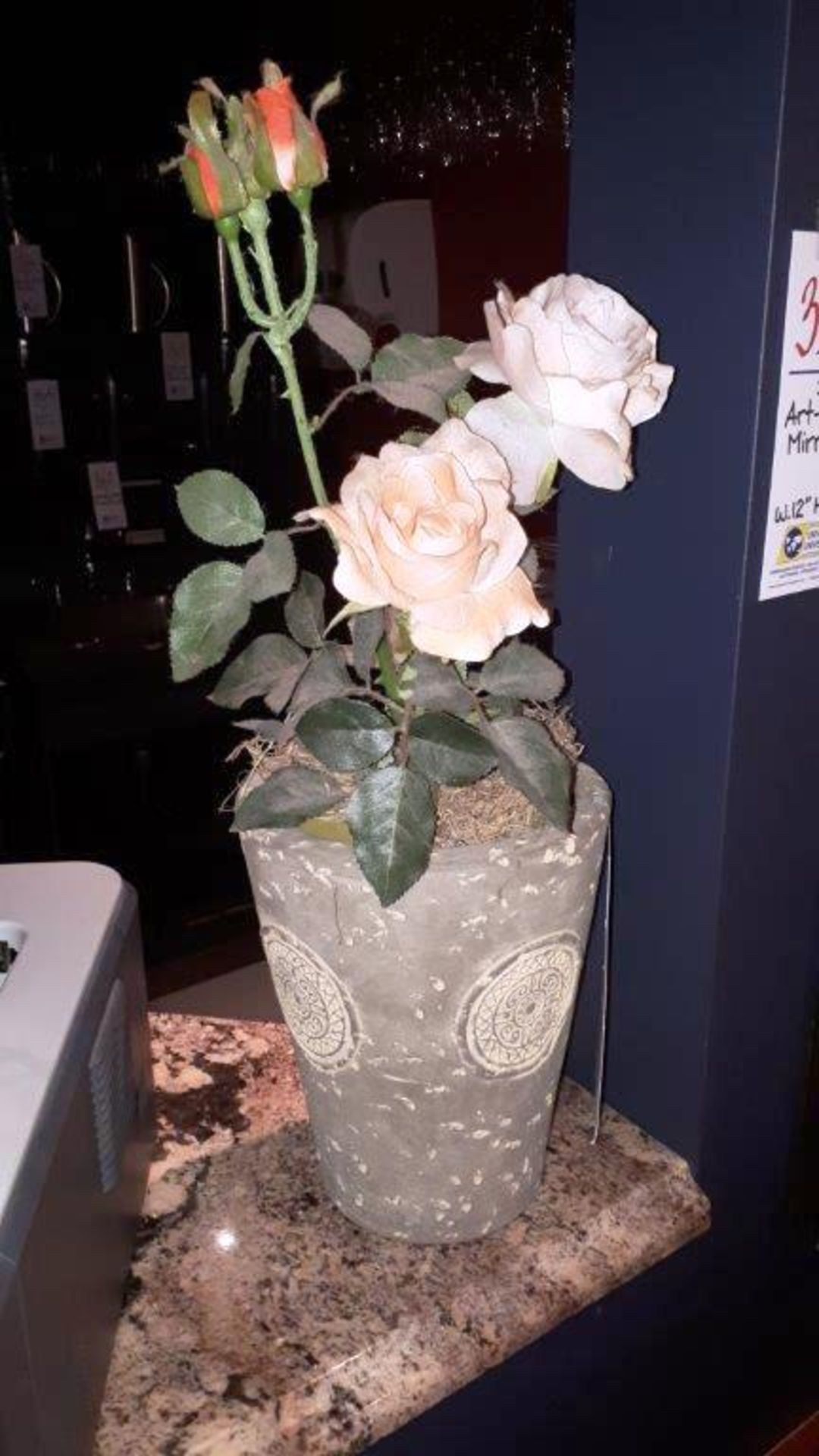 Decorative flower vase w/roses,w.10” h.32”