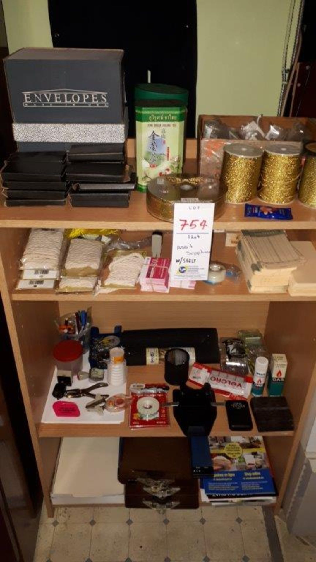 Assorted supplies w/shelf (Lot)