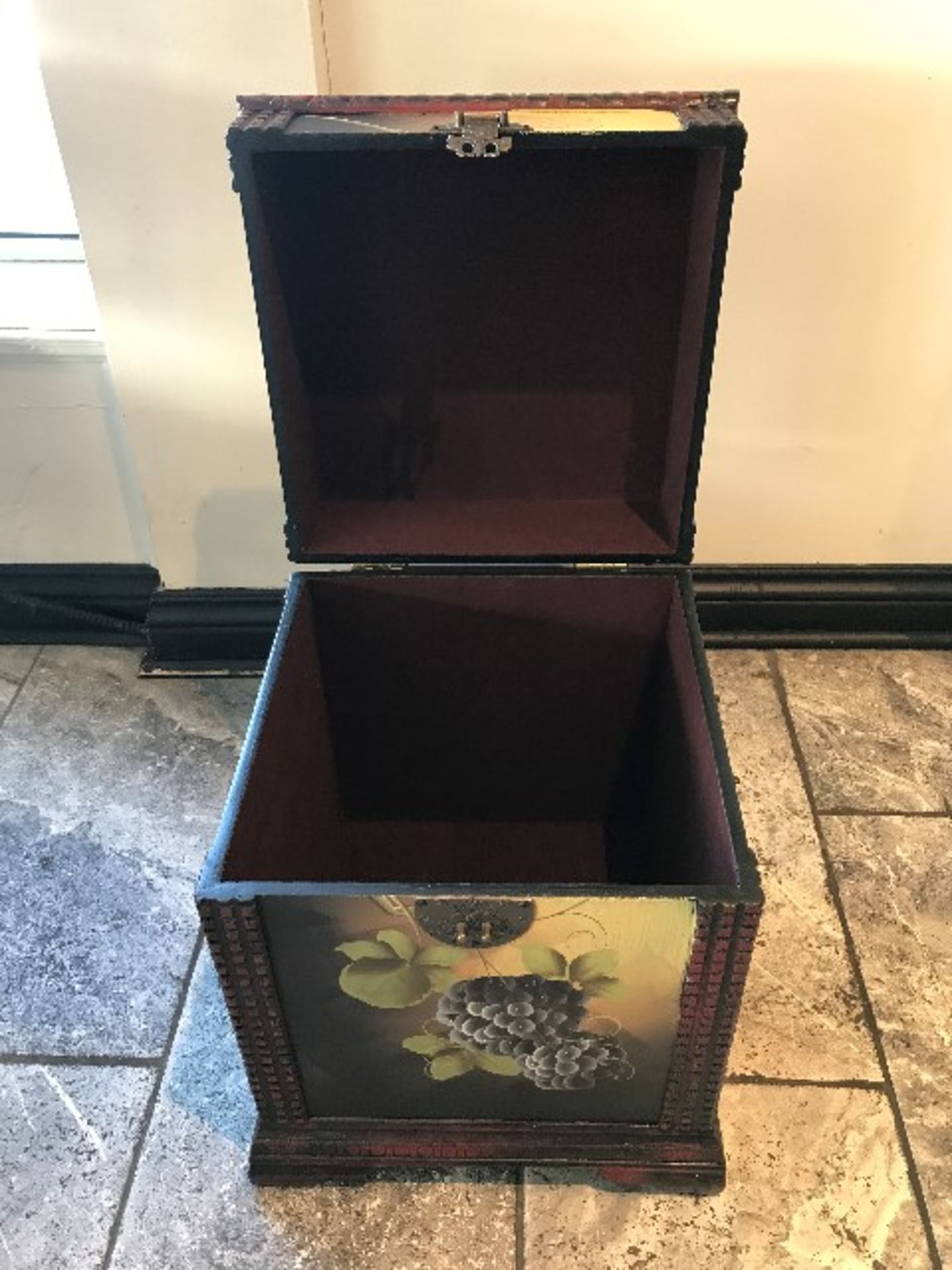 Hand painted storage box H.18”xW.13.5” - Image 2 of 2