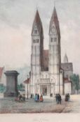 Col. Lithografie19. Jh..Kastorkirche zu Koblenz.Auf Stein gezeichnet von Jean Jacottet (1806-