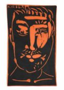 Picasso, Pablo1881 Malaga - 1973 Mougins.Visage d'homme.Rotbraun und mattschwarz glasierter Ton, li.