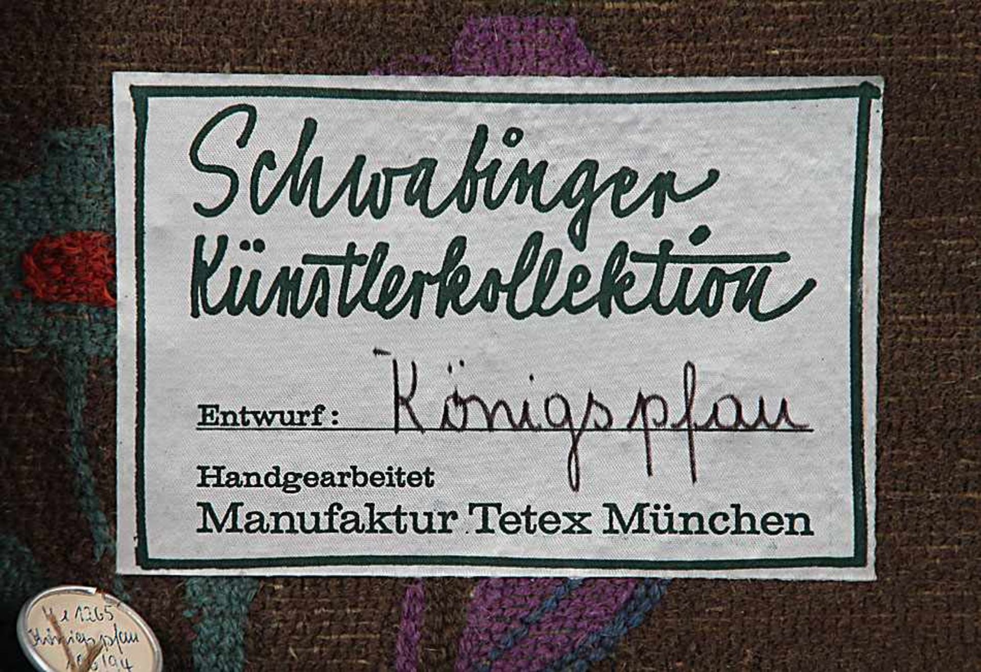 Webbild"Königspfau". Schwabinger Künstlerkollektion, Manufaktur Tetex, München, 1960er/70er Jahre. - Bild 2 aus 2