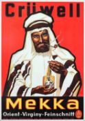 WerbeplakatCrüwell Mekka Orient-Virginy-Feinschnitt.Farbfotolithografie, 82 x 57,3 cm. Bl. an den
