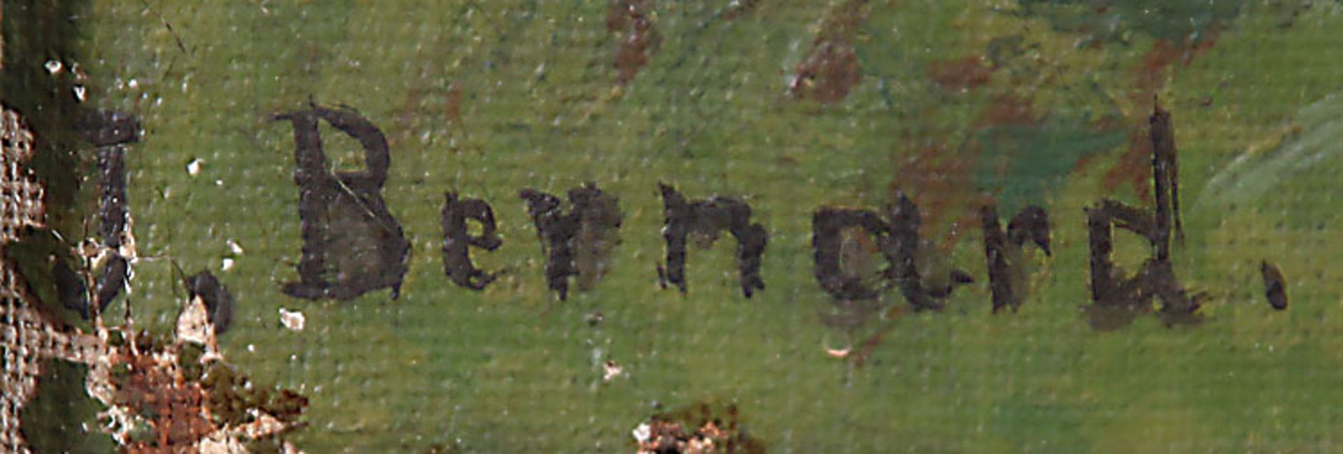 Bernard, J.Landschaftsmaler des 19./20. Jhs..Am Weiher.Li. u. sign. J. Bernard. Verso auf dem Keilr. - Image 2 of 2