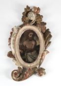 Anonymer Meister17./18. Jh..Christusbild. Fragment. Öl/Lwd., 20 x 12,8 cm, etwas Farbverlust.