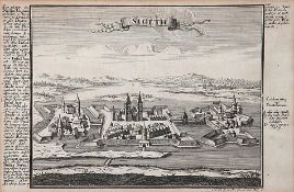 Bodenehr, Gabriel1664-1758.Ansicht von Sigeth in Ungarn.Kupferstich, 16,3 x 21 cm. Passepartout,