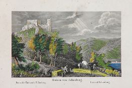 Konvolut27 teils col. Stahlstiche und Lithografien, 19. Jh..Rheindarstellungen.Alle Bll. fleckig,