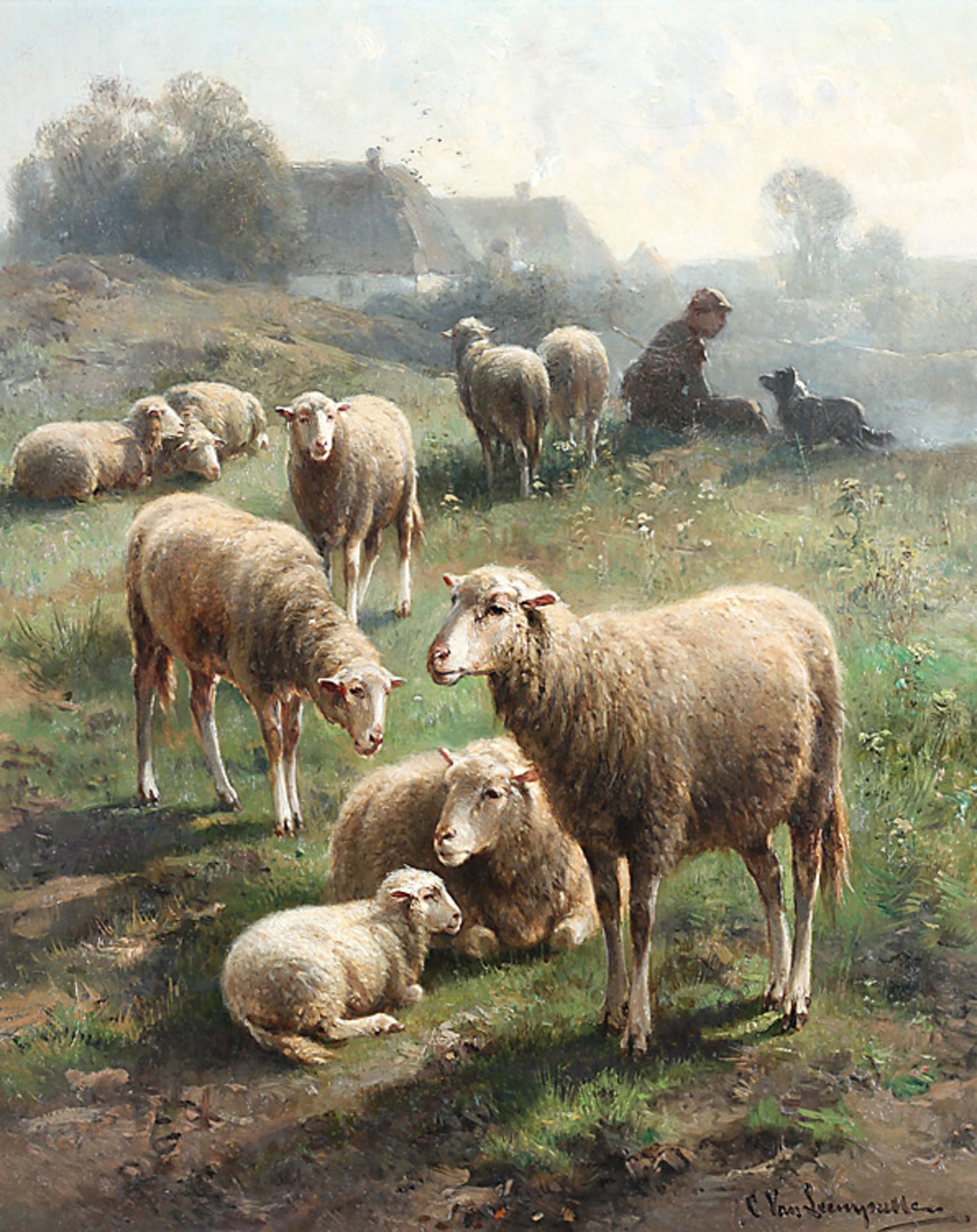 Leemputten, Cornelis vanSchäfer bei seiner Herde.Re. u. sign. C. van Leemputten. Öl/Lwd., 51 x 41