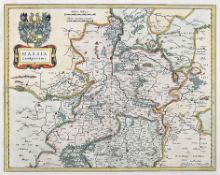 Altcol. Kupferstich17. Jh..Landkarte Hassia Landgraviatus.Map G. & Joh. Blaeu, Amsterdam 1630. 39