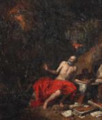Ribera, Jusepe de, UmkreisHieronymus in der Wildnis. Um 1700.Öl/Lwd., doubl., 45,5 x 39,5 cm.