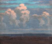 Scheffer, A.20. Jh..Landschaft.Li. u. sign. A. Scheffer. Öl/Lwd., 18,6 x 22,2 cm. Lwd.