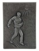 Moshage, HeinrichSämann.Reliefplatte aus grau patiniertem Eisenguss, re. u. bez. HM. Verso
