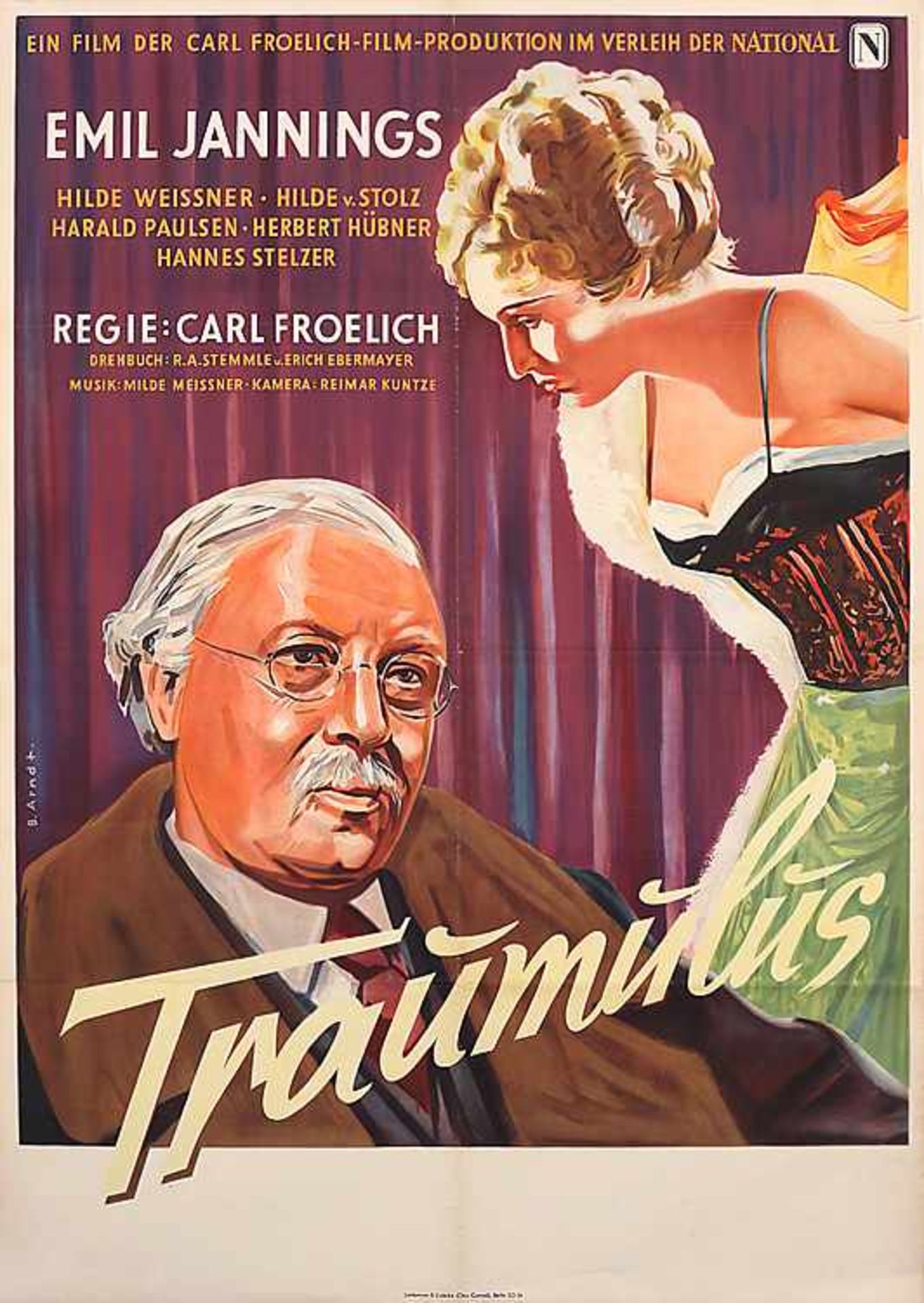 FilmplakatTraumulus.Mit Emil Jannings u. a.. Farblithografie, Bl. 84,2 x 59,5 cm. Gedruckt bei