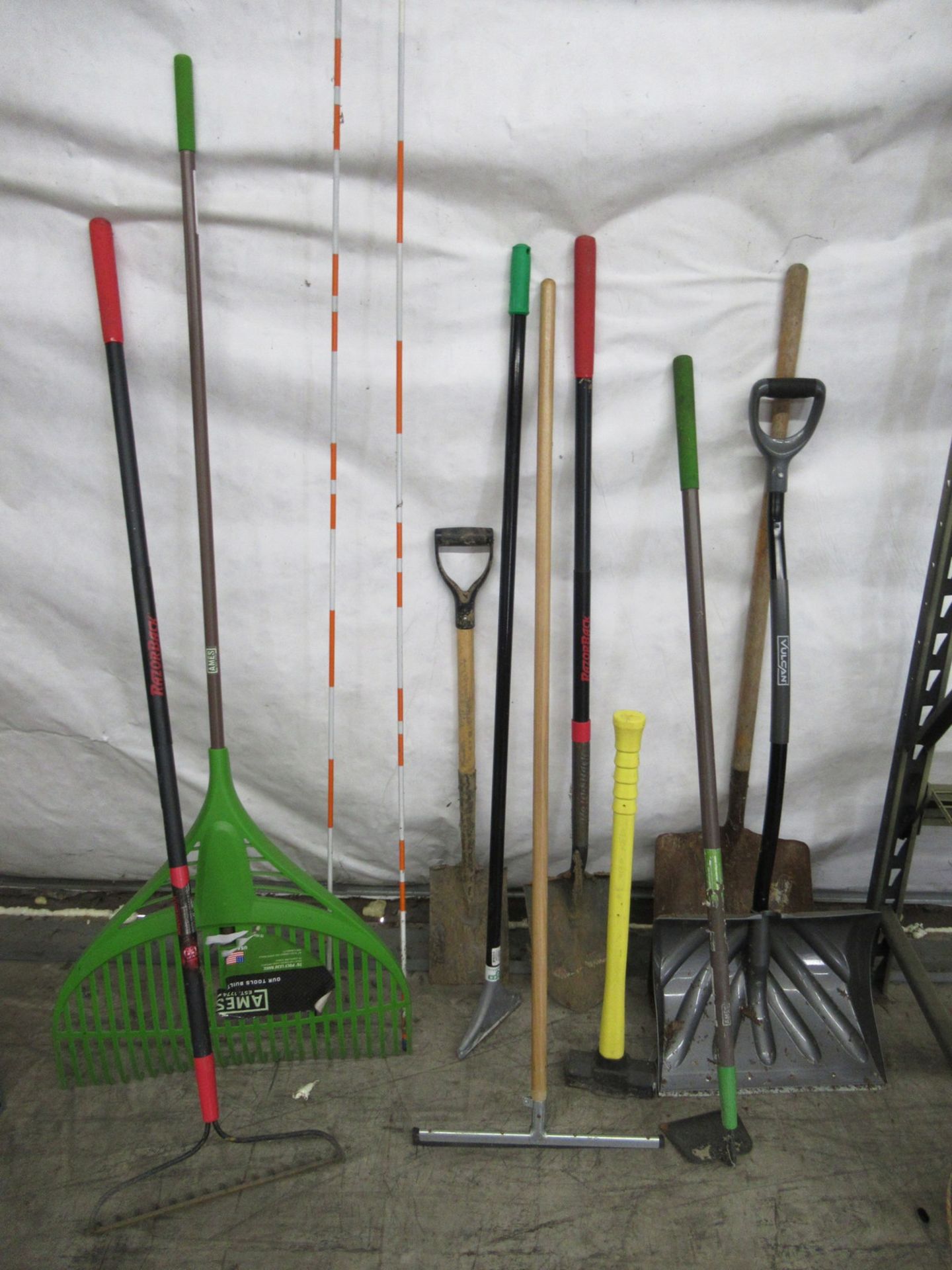 Wheelbarrow, Rakes, Shovels, Sledge Hammer, Squeegee, Hoe - Image 2 of 2